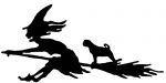 Large Steel Witch & Pug Dog Weathervane or Sign Profile - Laser cut 550mm